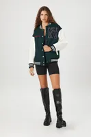 Women's New York Varsity Letterman Bomber Jacket in Green Small