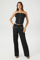 Women's Zip-Pocket Straight-Leg Pants Black