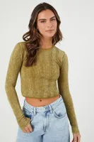 Women's Lace-Trim Cutout Crop Top