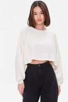 Women's Cropped Long-Sleeve T-Shirt in Cream Large