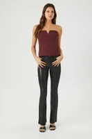 Women's Twill V-Wire Tube Top Wine