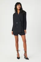 Women's Plunging Double-Breasted Blazer in Black, XS