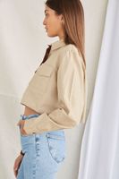 Women's Twill Colorblock Top in Brown/Taupe Large