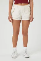 Women's Cuffed Mid-Rise Shorts in White, 7