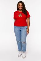 Women's Beary Chill Graphic T-Shirt in Red, 0X