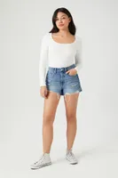 Women's Retro High-Rise Denim Shorts Denim,