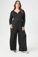 Women's Long-Sleeve Bodysuit in Black, 2X