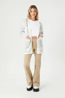 Women's Geo Print Cardigan Sweater in White Small