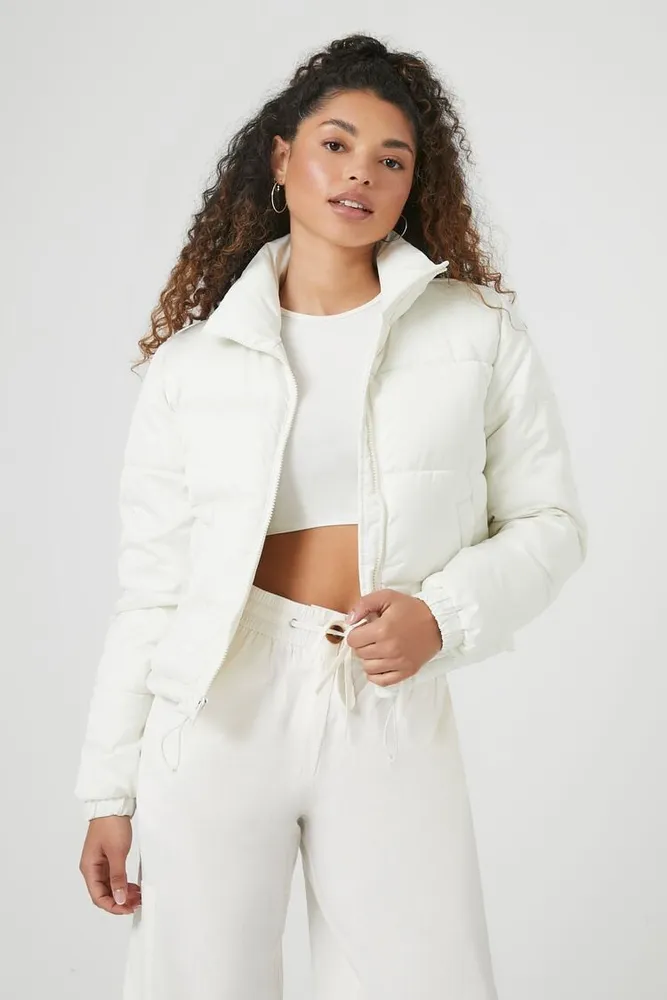 Women's Quilted Puffer Jacket in Ivory, XL