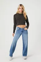 Women's Cable Knit Cropped Sweater Medium