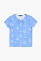 Girls Butterfly & Sun Print Top (Kids) in Blue, 5/6