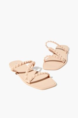 Women Studded Square-Toe Sandals in Nude, 8