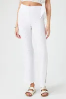 Women's Floral Eyelet Pants in White, XL