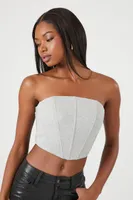 Women's Cropped Corset Tube Top in Heather Grey Small