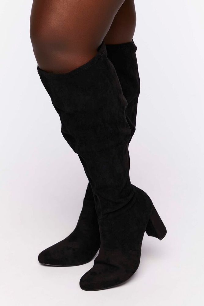 Women's Faux Suede Over-the-Knee Boots (Wide) in Black, 13