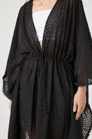 Women's Dotted Chiffon Kimono in Black Medium