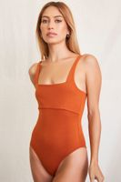 Women's Square-Cut Bodysuit in Chestnut, XL