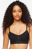 Women's Mesh Leopard Print Bra in Black Small