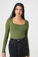 Women's Seamless Long-Sleeve Bodysuit in Cypress , XS