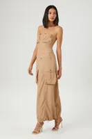 Women's Cargo Tube Maxi Dress in Taupe Small