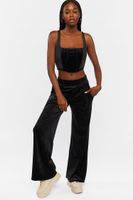 Women's Velour Wide-Leg Pants in Black, XL