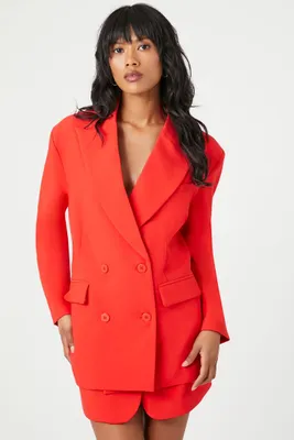Women's Plunging Double-Breasted Blazer Red