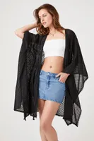 Women's Dotted Chiffon Kimono in Black Medium