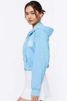 Women's Palm Beach Graphic Zip-Up Hoodie in Blue/White, XL