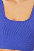 Women's Seamless Ribbed Sports Bra in Blue Jewel Large