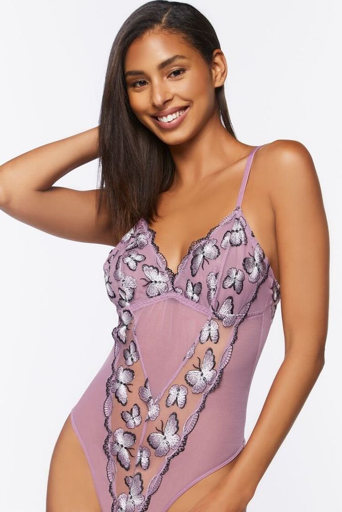 ICollection Women's Stretch Lace and Mesh Lingerie Bodysuit