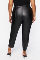 Women's Faux Leather Ankle Pants in Black, 0X