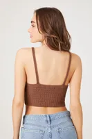 Women's Crochet Sweater-Knit Cropped Cami in Espresso Large