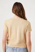 Women's Cropped Pocket T-Shirt in Safari Small