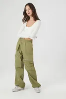 Women's Straight-Leg Cargo Pants in Green Medium