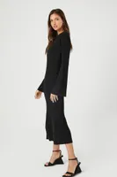 Women's Ribbed Knit Open-Back Midi Dress