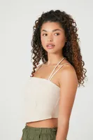 Women's Halter Cropped Bustier in Cream Small