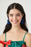 Women's Tinsel Star Hoop Earrings in Blue