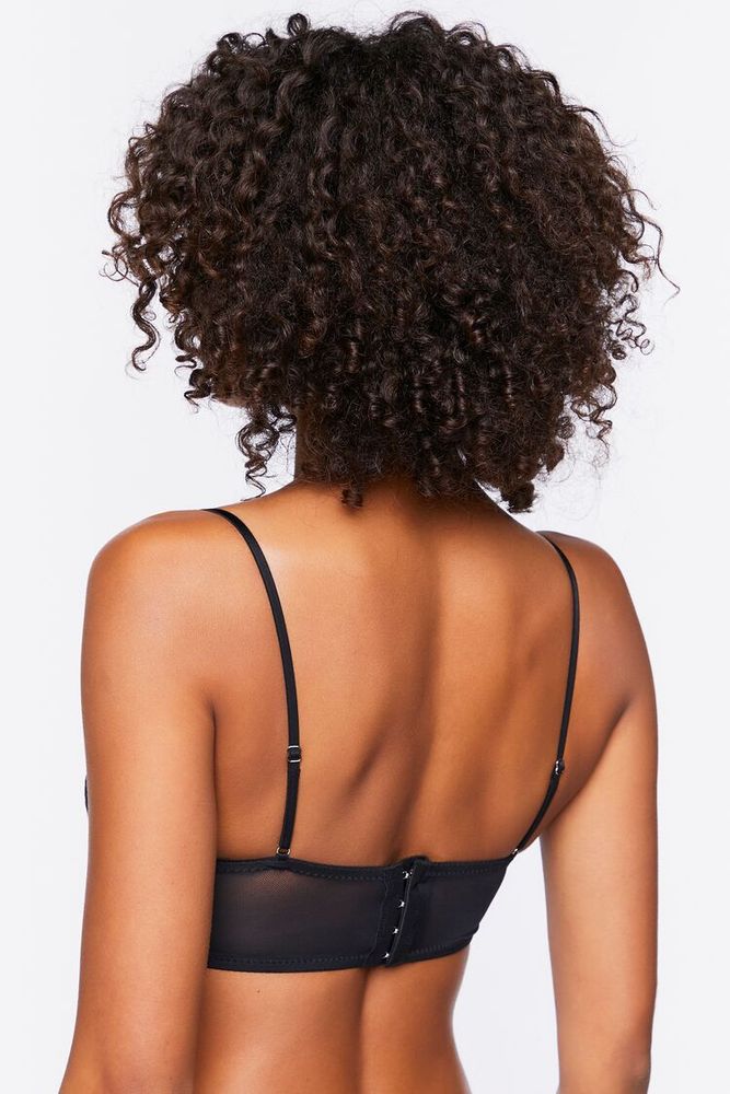 Women's Eyelash Lace Balconette Bra Black