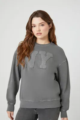 Women's French Terry NY Pullover in Charcoal Medium