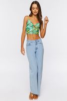 Women's Abstract Print Cropped Cami in Mint Large