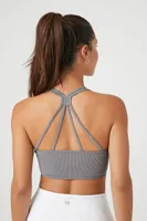 Women's Seamless Strappy Sports Bra in Dark Grey Large