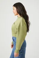 Women's Cropped New York City Pullover in Olive Large