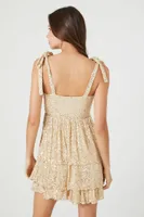 Women's Sequin Ruffle Mini Dress in Gold Large