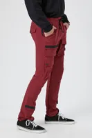 Men Drawstring Cargo Joggers in Burgundy Large