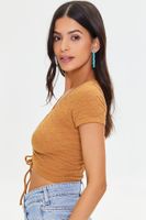 Women's Pointelle Knit Crop Top in Maple Small