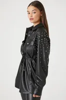 Women's Faux Leather Studded Jacket in Black Small