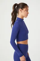 Women's Active Cutout Long-Sleeve Crop Top Dark Navy