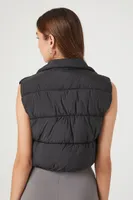 Women's Cropped Zip-Up Puffer Vest Small