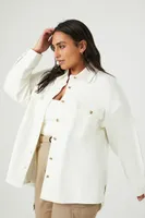 Women's Drop-Sleeve Shacket in Ivory, 3X