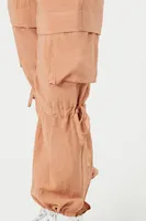 Women's Paperbag Drawstring Cargo Joggers in Orange Medium